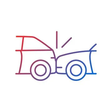 Rear-end collision gradient linear vector icon Stock Illustration