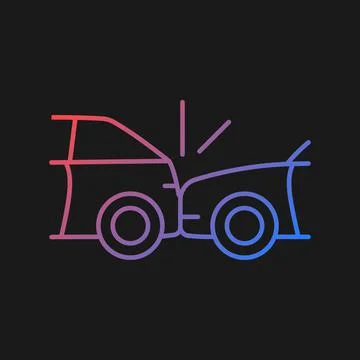 Rear-end collision gradient vector icon for dark theme Stock Illustration