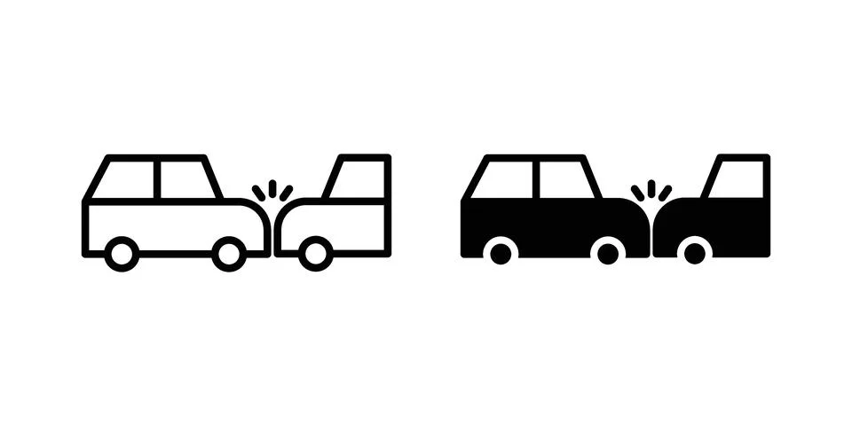 Rear end collision icon set modern line and solid style collection. Stockillustratie