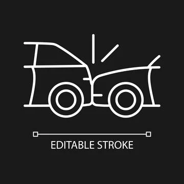 Rear-end collision white linear icon for dark theme Stock Illustration