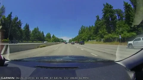 Rear Ended Sedan Collides With Two Other Cars and Wall, Bellevue, Washington, US Video stock 205434113