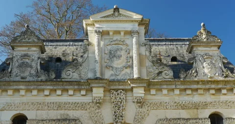 Rear facade of Chateau du Lude : Le lude Castle during spring. Le lude, France Stock Footage 103830632