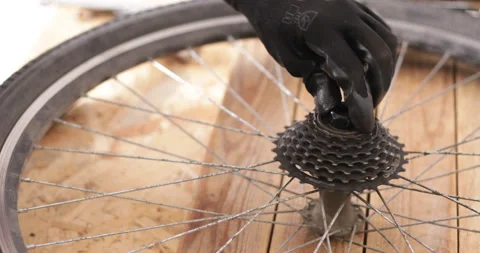 Rear gear disassembling, mountain bicycle maintenance Stock Footage 159731533