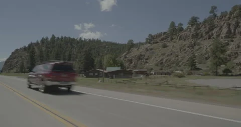 Rear left driving plate - Highway 160 at Mile 185 South Fork Vídeo Stock 288780405