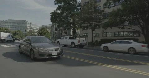 Rear left driving plate - Pennsylvania Avenue NW at 24th Street NW, Washington Stock Footage 252104993