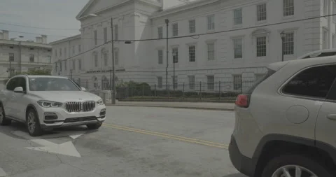 Rear left driving plate - Sumter Street at Gervais Street, Columbia Stock Footage 285077664