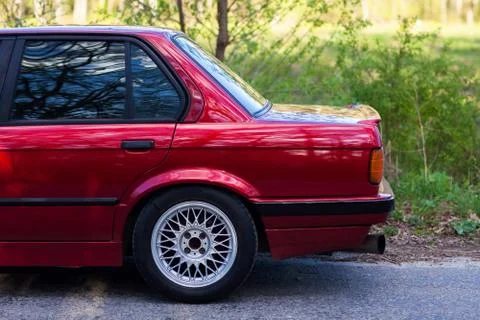 Rear left side of an old German car Stock Photos