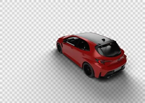 Rear left side perspective of red Toyota Corolla GR 2025 model with transpa.. Stock Illustration
