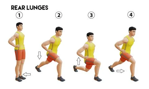 Rear-Lunges Exercise Stock Illustration