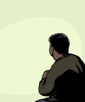 Rear of Man Crouching Stock Illustration