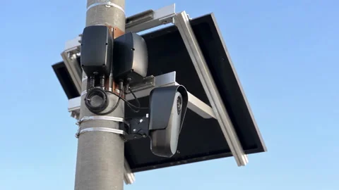 Rear Mounting Hardware of Solar Powered Roadside Camera Видео 346409212