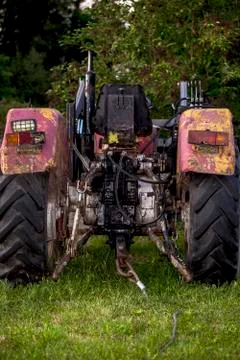The rear of the old tractor Stock Photos