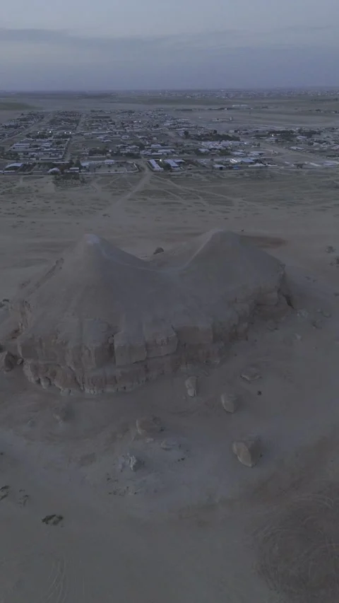 Rear Orbit Around Al Arbaa Mountain at Sunset, Al Ahsa, Saudi Arabia Stock Footage 340483962