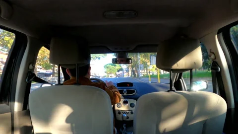 Rear panoramic view of a driver - 4k - ProRes Stock Footage 142363272