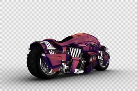 Rear perspective view of a fantasy future cyberpunk motorcycle. 3D renderin.. Stock Illustration