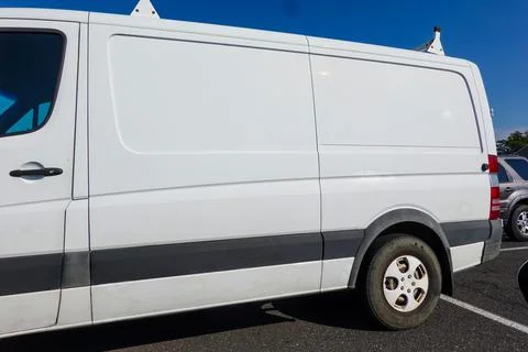 Rear portion of a clean white van Stock Photos