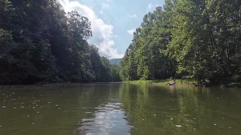 Rear POV Slowly floating down river2 Stock Footage 314237942
