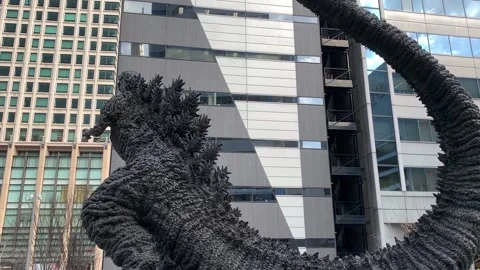 Rear Of The Shin Godzilla Statue, Hibiya... | Stock Video | Pond5