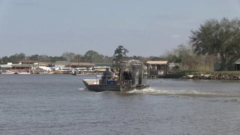 Rear side airboat grass Stock Footage 88291747