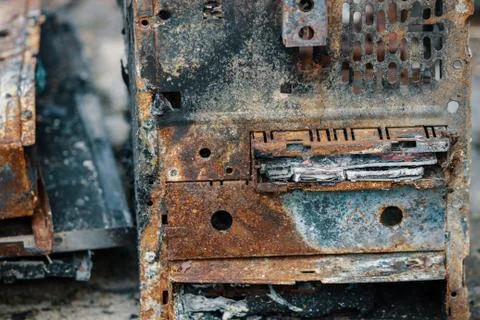 Rear side of a burned desktop computer Photos