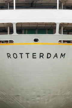 Rear side of an old rotterdam based cruise ship Stock Photos