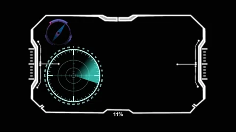 Rear sight and compass spinning in a white frame on a black background. Stock Footage 131167361