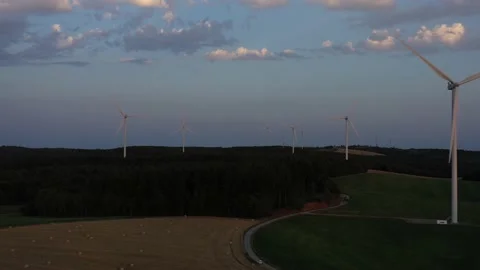 Rear tracking on wind turbines. Stock Footage 144014699
