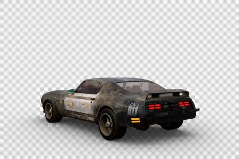 Rear view 3D rendering of a vintage American high performance police car isol Stock Illustration