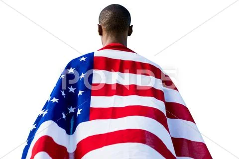 Rear view of american sportsman is posing Stock Photos