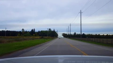 Rear View From Back of Car Driving Rural Countryside Road Stock Footage 117138598