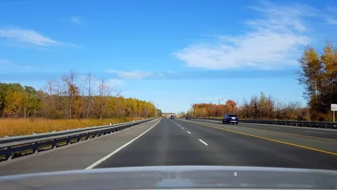 Rear View From Back of Car Driving Rural Highway During Day Stock Footage 118021197
