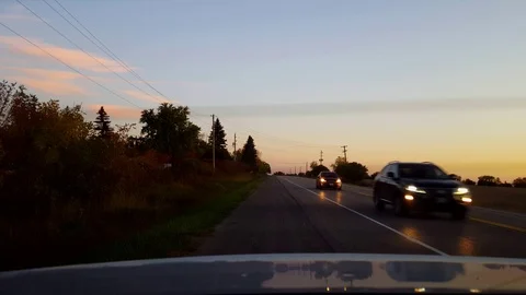 Rear View From Back of Car Stranded on Side of Road Rural Countryside Stock Footage 117869343