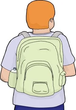 Rear View of Backpack and Person Stock Illustration