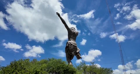 Rear view of the 'Broken Christ,' an iconic monument of San José de Gracia Stock Footage 316308619
