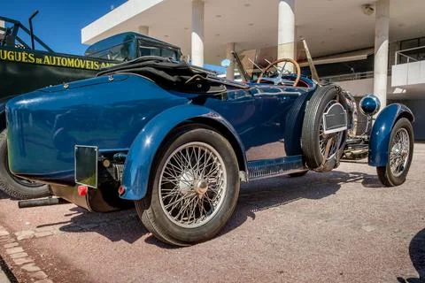 Rear view of Bugatti Type 40 boat tail body shape on sunny day Stock Photos