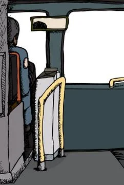 Rear view of bus driver Stock Illustration