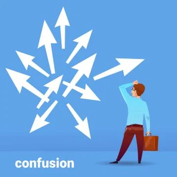 Rear view businessman thinking confusion business choosing direction financial 스톡 일러스트