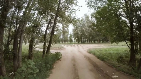 Rear view of car driving along a rural dirt road Stock Footage 78826861