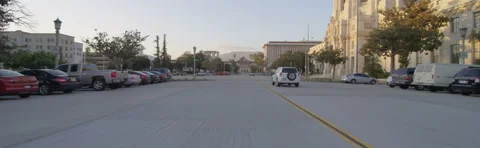 Rear view of a Driving Plate: Car travels on North Garfield Avenue in Pasadena, Stock Footage 59334372