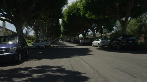 Rear view of a Driving Plate: Car traveling on Grant Street in Santa Monica, Stock Footage 59478360