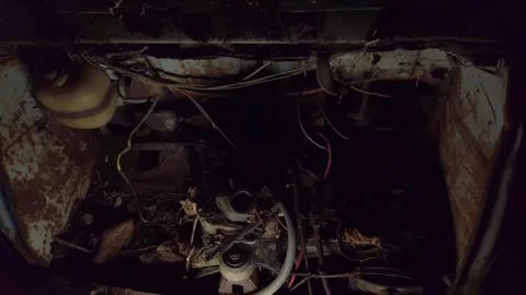 Rear view of engine of an old seat 600. Video stock 256678548