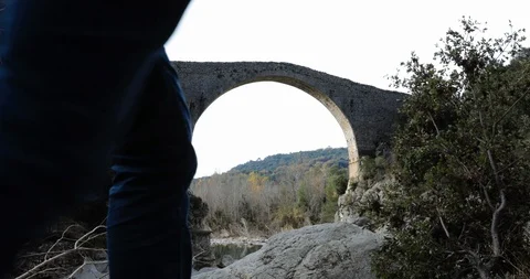 Rear view of a free man on the mountain Stock Footage 101739988