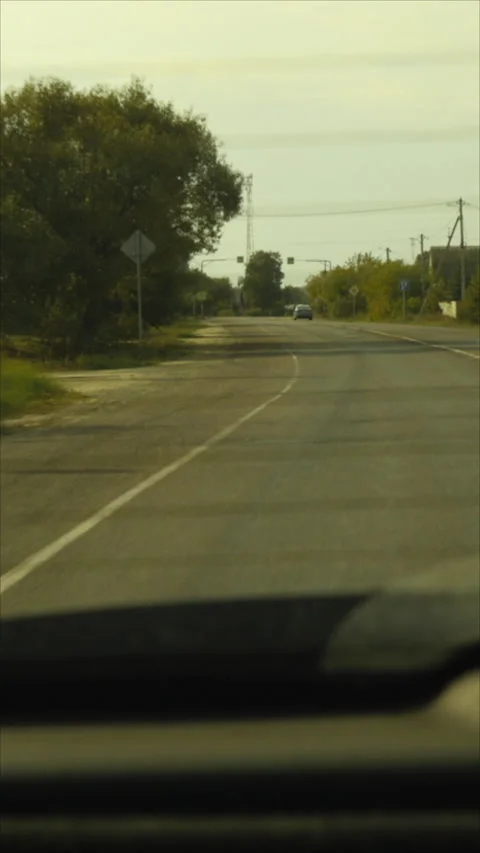 Rear View Of Highway Road From Inside Car. Vertical.   Stock Footage 284841527