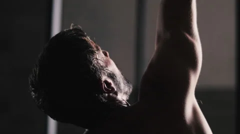 Rear View of Kettlebell Workout Stock Footage 42239399