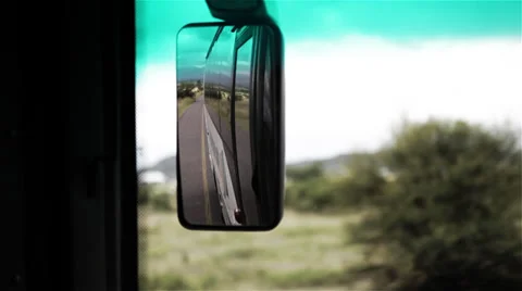 Rear View Mirror of Bus Stock Footage 39114017