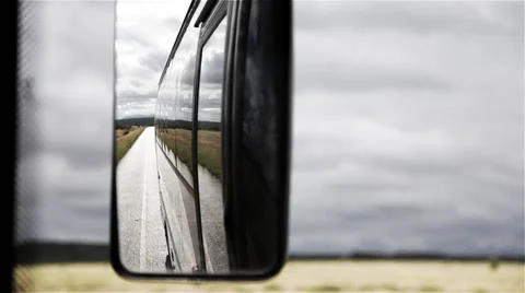 Rear View Mirror of Bus Stock Footage 39886349