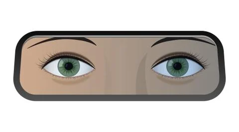 The rear view mirror of the car. Stock Illustration