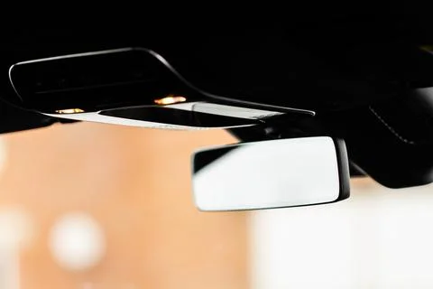 The rear view mirror inside the car. Foto stock