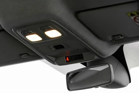 The rear view mirror inside the car. Stock Photos