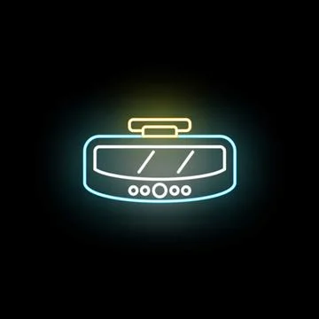 Rear view mirror neon light icon design Stock Illustration